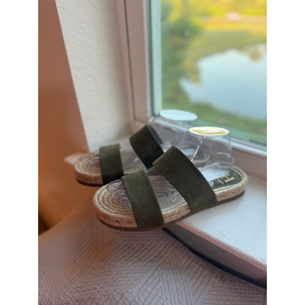 Haute Hippie Nori Olive Green Strappy Slide Sandals Women’s Size 7.5